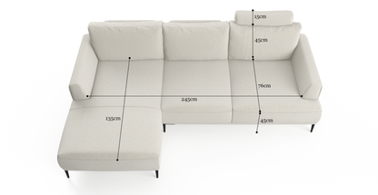 Brosa Como Motion Modular Sofa with Chaise (Seashell White, Left Chaise)