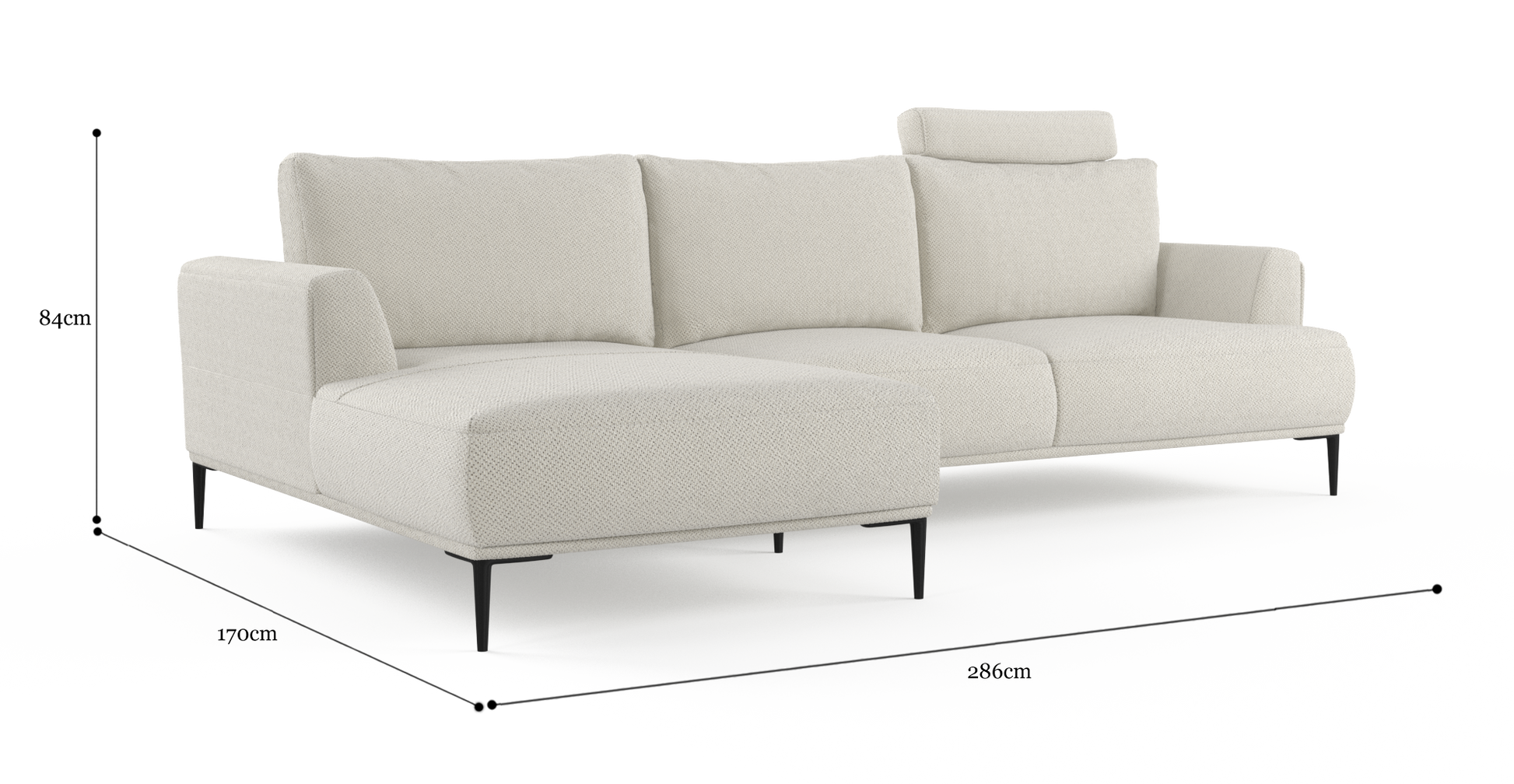 Brosa Como Motion Modular Sofa with Chaise (Seashell White, Left Chaise)