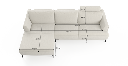 Brosa Como Motion Modular Sofa with Chaise (Seashell White, Left Chaise)