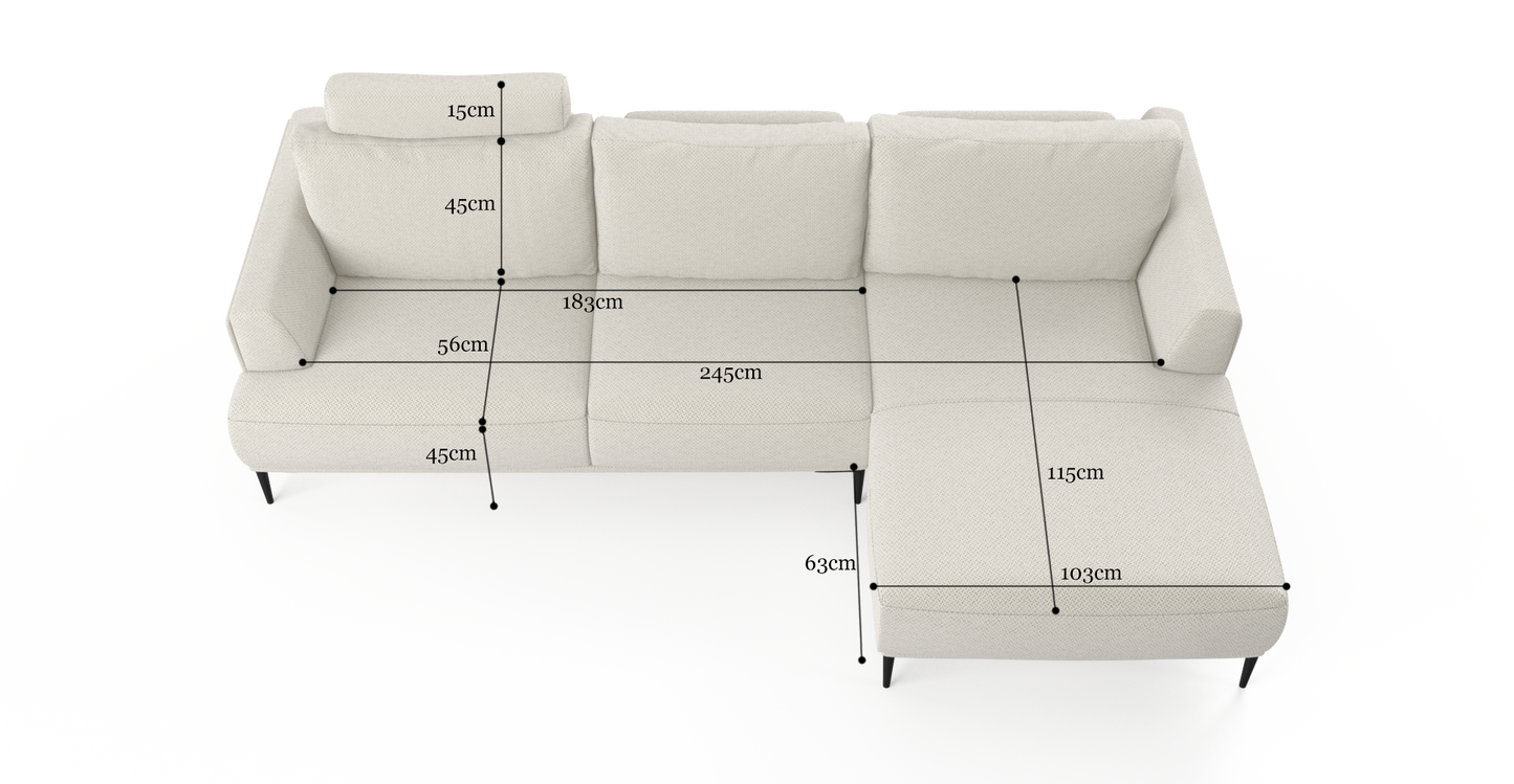 Brosa Como Motion Modular Sofa with Chaise (Seashell White, Right Chaise)