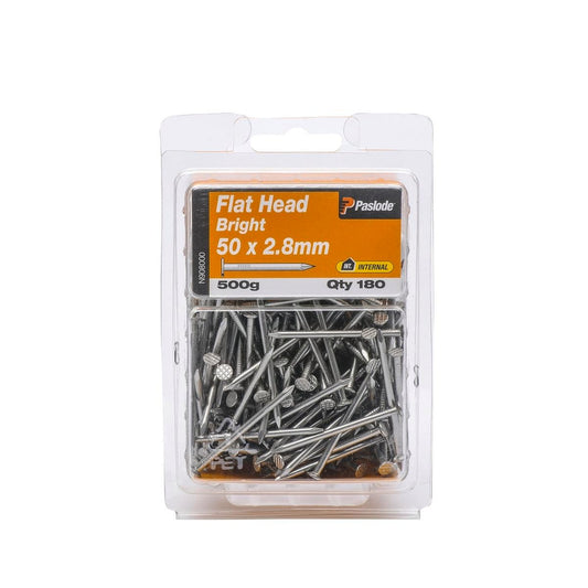 Paslode Flat Head Nails 50mm 2.8mm Bright Steel 180 Pack - Auzzistore