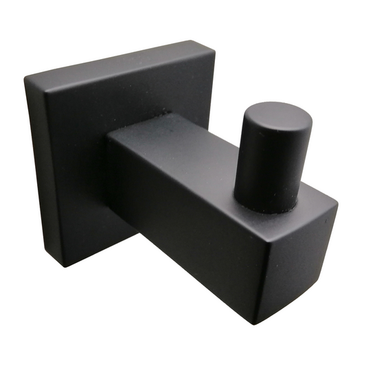 Barelli Piazza Matte Black Single Robe Hook - 63mm x 75mm x 55mm