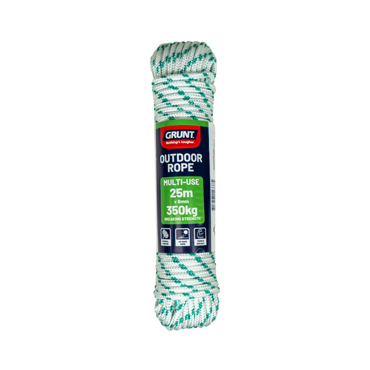 Grunt Outdoor Rope 6mm x 25m UV Safe Durable Braided PP - Auzzistore