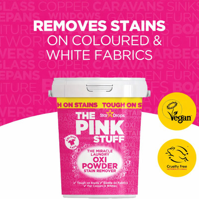 The Pink Stuff Miracle Laundry Oxi Powder Stain Remover - 1kg - 95mm x 145mm - Tough on Stains - Gentle on Fabrics
