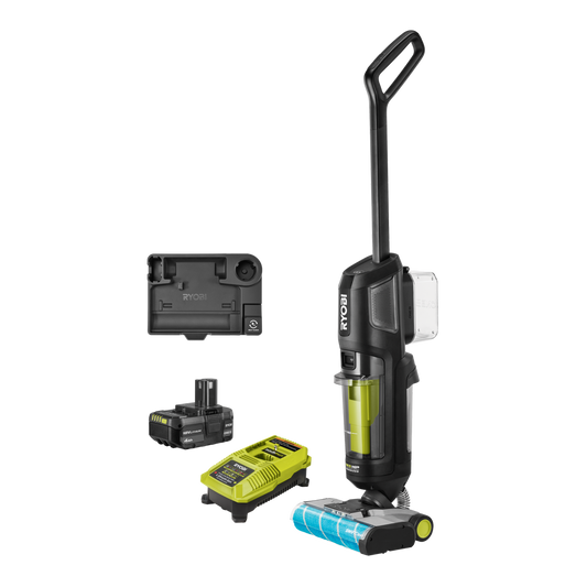 Ryobi 18V ONE+ HP Brushless Wet and Dry Hard Floor Cleaner 4.0Ah Kit - 260mm x 360mm x 711mm - 2-in-1 Vacuum and Mop - Auzzistore