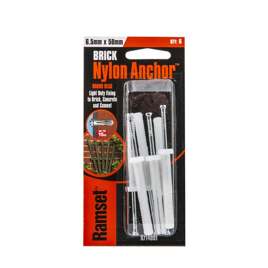 Ramset Nylon Anchor 6 5 x 50mm Light Duty 6 Pack Insulation - Auzzistore