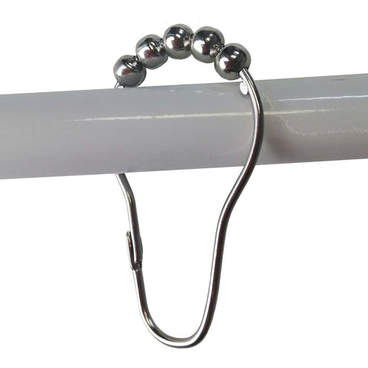Barelli Chrome Shower Curtain Rings with Rollers - 12 Pack - 15mm x 8mm x 5mm – view 2