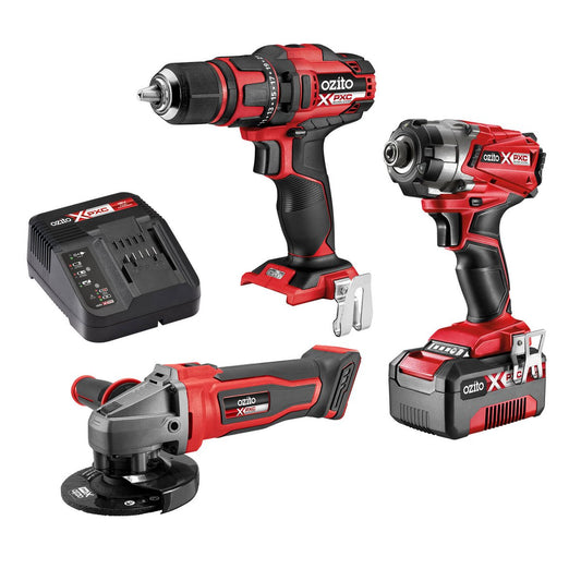 Ozito PXC 18V 3 Piece Kit P3K 400 - Drill Driver, Impact Driver, Angle Grinder - 4.0Ah Battery - DIY Home & Garden - Auzzistore