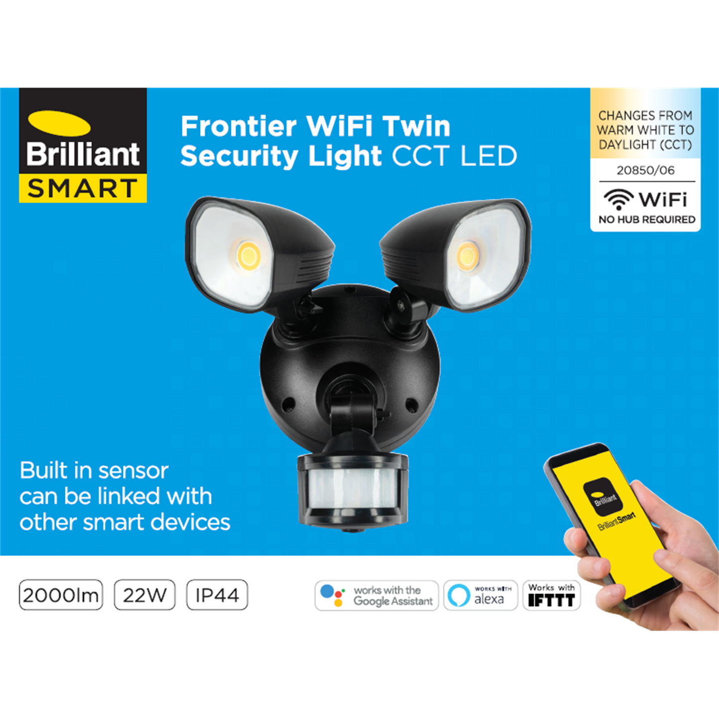 Brilliant 20W Frontier Smart LED Twin Flood Light With Sensor