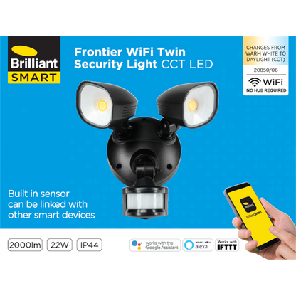 Brilliant 20W Frontier Smart LED Twin Flood Light With Sensor