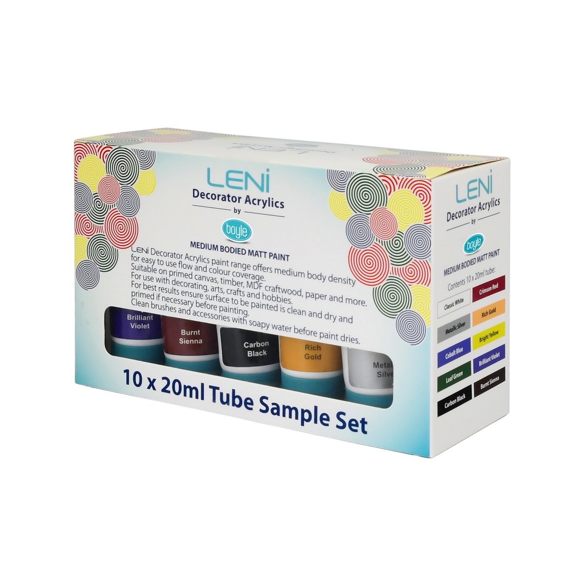 Boyle 20ml Leni Decorator Acrylics Paint 10 Pack Matt Finish