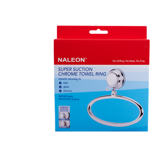 Naleon Chrome Super Suction Towel Ring - 1 Towel - 180mm x 160mm x 40mm – view 2