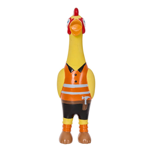 Happy Tails Tradie Chicken Latex Dog Toy - 80mm x 285mm - Durable Squeaker