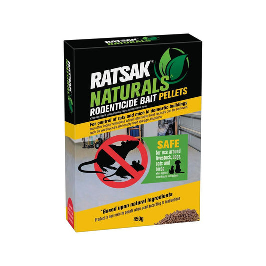 Ratsak Naturals Rodenticide - 450g - Pellets - Safe for Livestock - Auzzistore