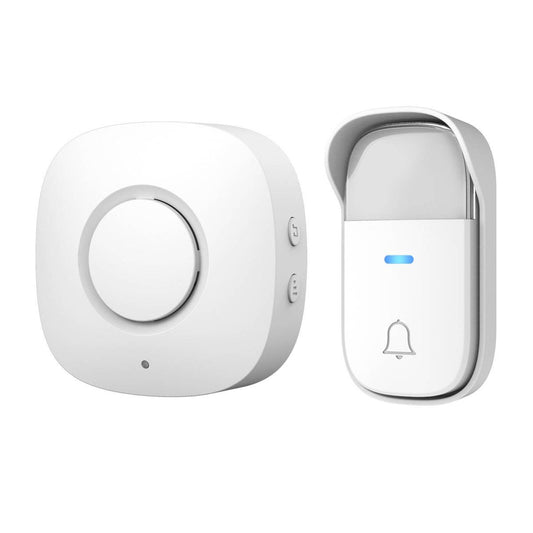 Arlec Plug in Door Chime - 150m Wireless Kinetic Push Button - White - Weatherproof - Auzzistore