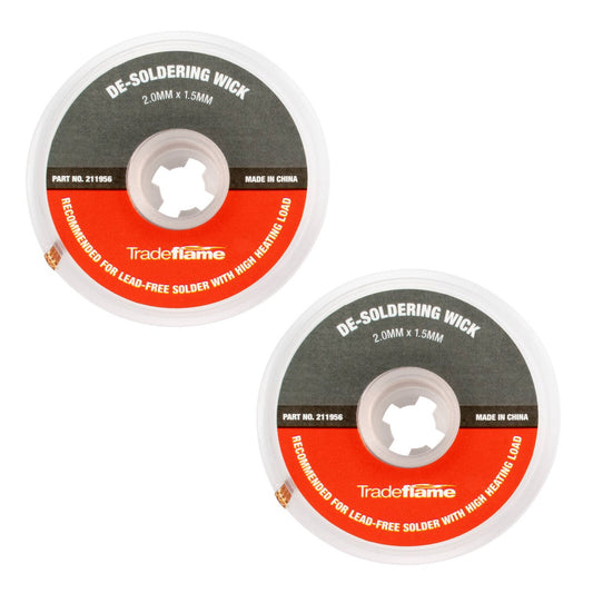 Tradeflame De-Soldering Wick 2.0mm x 1.5m 2 Pack Copper - Auzzistore