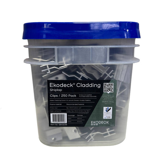 Ekodeck Shiplap Cladding Clips 250 Pack - 6063 Aluminium - Hidden Fastening - Auzzistore