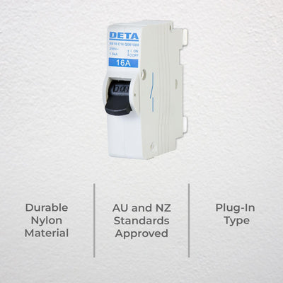 DETA 16A Plug-In Circuit Breaker - 16 Amp - Glass Filled Nylon - Reliable