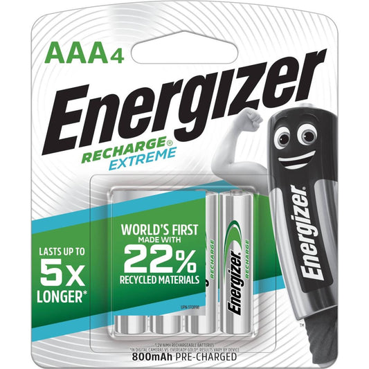 Energizer Rechargeable Batteries - AAA - Nickel Metal Hydride - 800mAh - 4 Pack