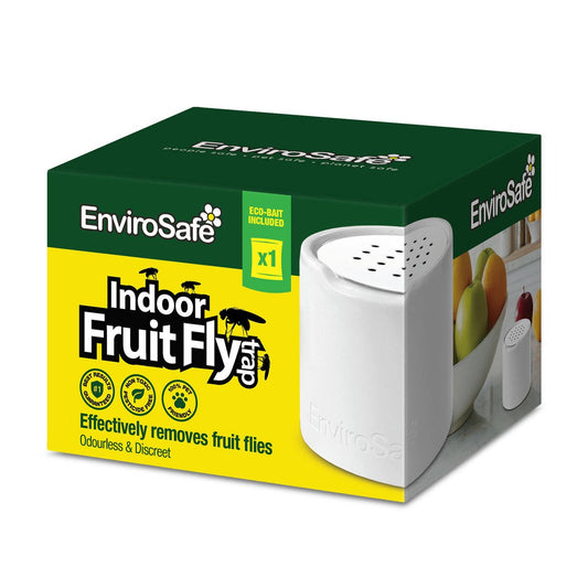 Envirosafe Indoor Fruit Fly Trap - Ceramic with Stainless Steel Lid - 100mm x 70mm - Non-Toxic Eco-Bait - Auzzistore