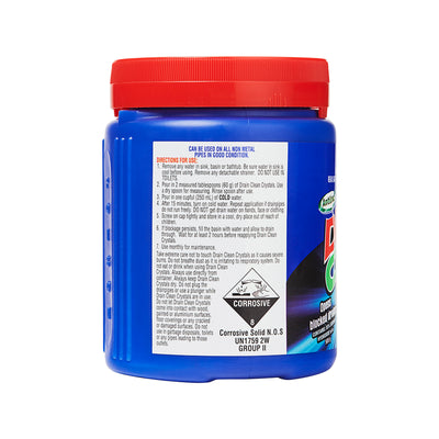 Drain Clean 500g Crystals - Fast Acting - Caustic Base - Clears Blocked Drains