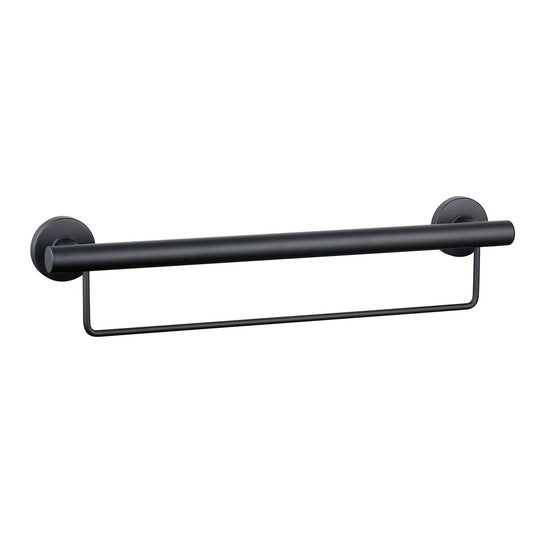 Evekare 600mm Black Towel Rail with Grab Rail - Stainless Steel - 250 kg Capacity