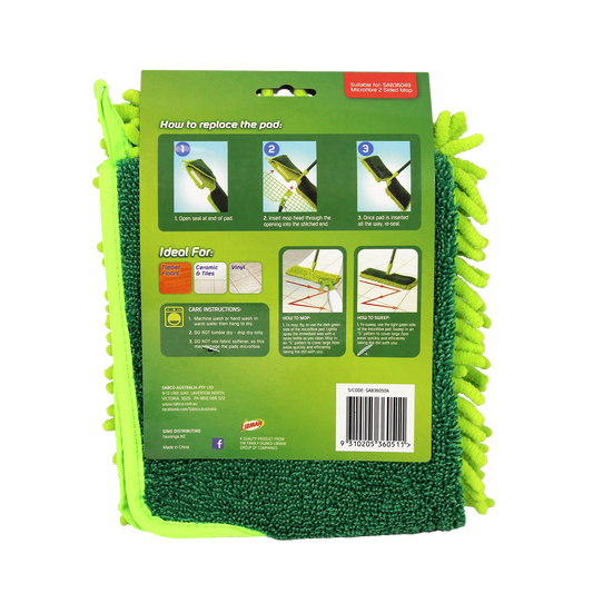 Sabco Microfibre Flip Mop Refill Pad - 45cm - Microfibre - Machine Washable – view 2