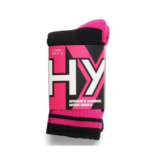 Hard Yakka Bamboo Work Socks - Women’s - 3 Pack Size 3-8 - Black Pink - Comfortable – view 3 - Auzzistore