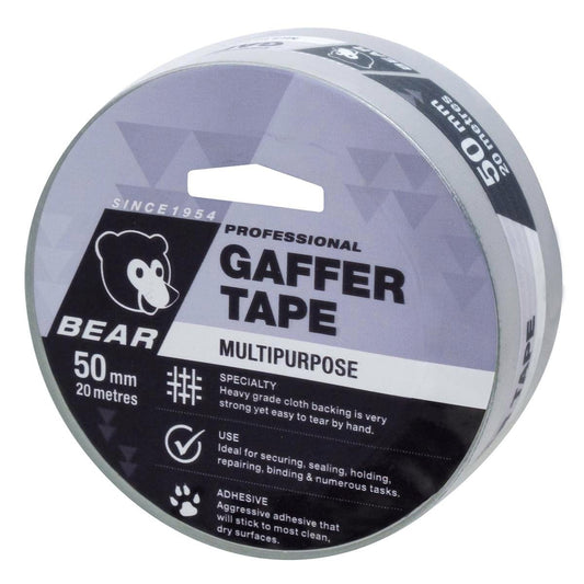 Bear Multipurpose Gaffer Tape - 50mm x 20m - Silver - Heavy Duty - Auzzistore