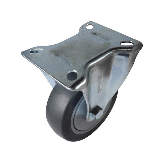 Easyroll Castor - 100mm - Grey Rubber - Heavy Duty Fixed - Auzzistore