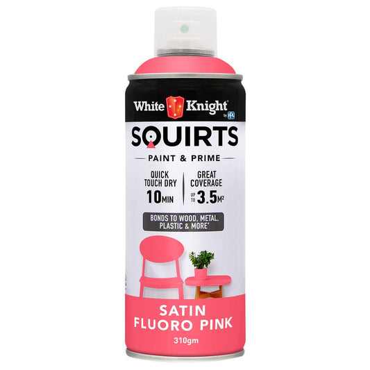 White Knight Squirts Fluro Pink Satin Spray Paint 310g Quick Dry