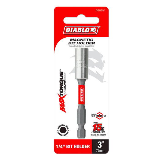 Diablo Standard Bit Holder 3 - Magnetic - 46.04mm x 6.35mm x 123.83mm - Anti-Wobble Grip - Durable - Auzzistore