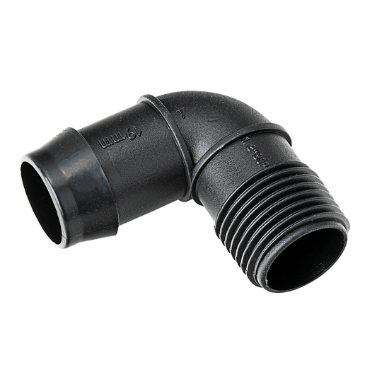 K Rain 19mm Barbed Elbow 15mm BSP Male 10 Pack - Black - 90-Degree Angle - Auzzistore