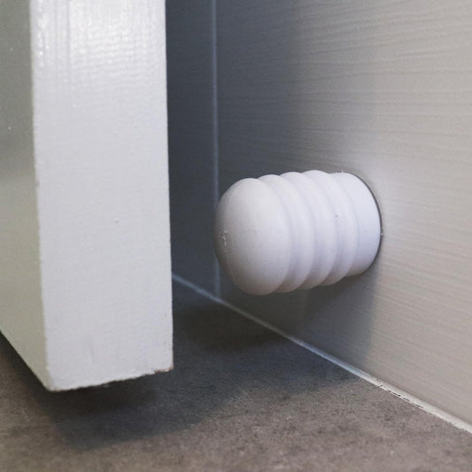 Adoored 45mm White Cushion Door Stop - Plastic - Wall Mounted - Protects Walls – view 2 - Auzzistore