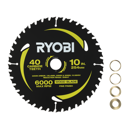 Ryobi 254mm 40T Mitre Saw Blade - Precision Cutting - Anti-Stick Coating