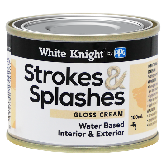 White Knight Cream Strokes and Splashes Paint 100ml Water Based Gloss - Auzzistore