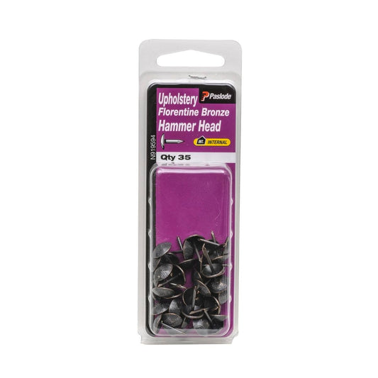 Paslode Upholstery Nails - 4.8mm x 2mm - Florentine Bronze - Hammer Head - 35 Pack - Auzzistore