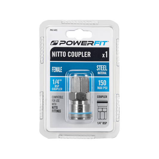 Powerfit Female Coupler - ¼” - Steel - Nitto Style – view 2 - Auzzistore