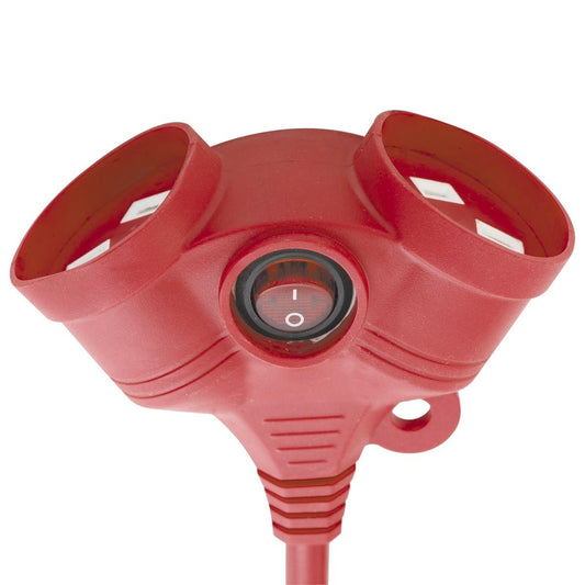 Deta 20m Dual Socket Extra Heavy Duty Extension Lead PVC Safety Red - Auzzistore
