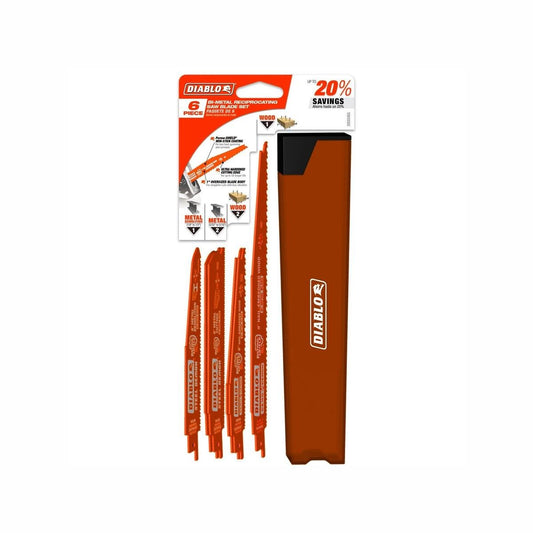 Diablo 6 Piece Demolition Reciprocating Blade Set - Bi-Metal - Durable