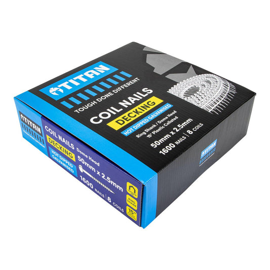 Titan Collated Coil Nail Dome Ring 50 x 2.5mm - 1600 Pack - Hot Dipped Galvanised – view 2 - Auzzistore