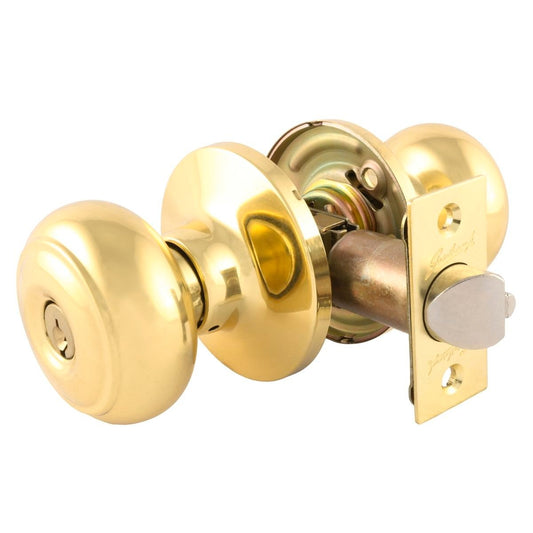 Gainsborough Edge Entrance Knobset - Polished Brass - 65mm - Durable - Auzzistore