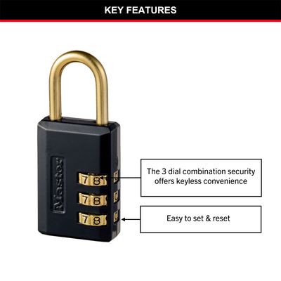 Master Lock 30mm Combination Padlock - Metal - Durable - Keyless