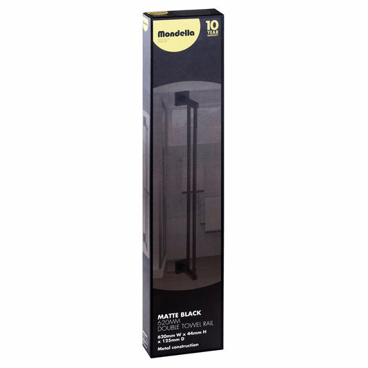 Mondella Rococo Double Towel Rail 620mm - Black Matte - Zinc – view 2