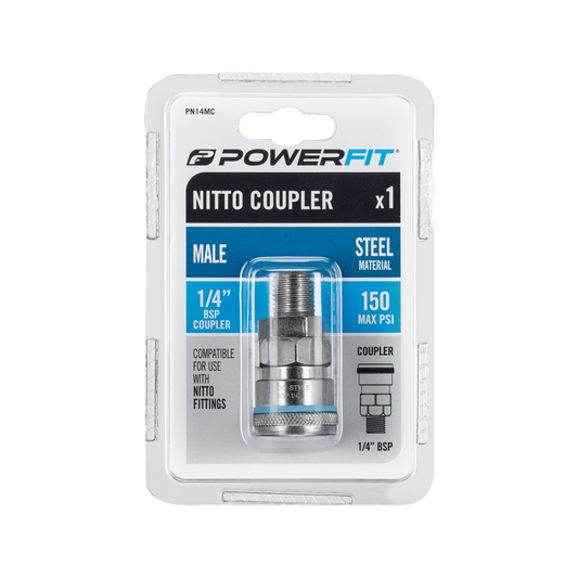 Powerfit Nitto Style Coupler - ¼" BSP Male - Steel - Durable – view 2 - Auzzistore
