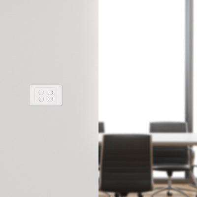 DETA White Quad Switch - 4 Gang Polycarbonate - Standard Design