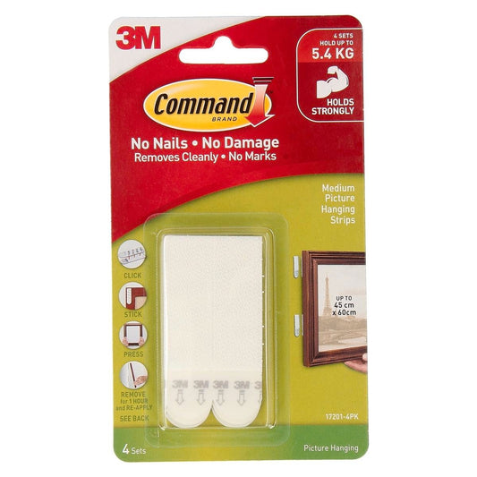 Command Medium Picture Hanging Strips - 4 Pack - Plastic - Damage-Free