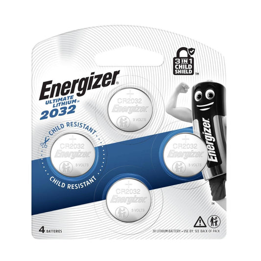 Energizer 2032 Ultimate Lithium Coin Battery 4 Pack - 4 Count - Silver - Long-Lasting Power