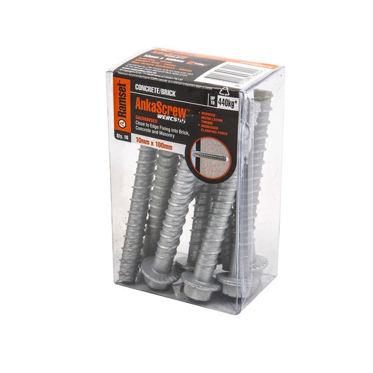 Ramset Ankascrew 10 x 100mm Galvanised Masonry Anchor 10 Pack - Auzzistore