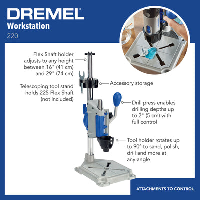 Dremel Workstation Attachment - Drill Press - 3-in-1 - Adjustable Height